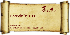 Bodnár Ali névjegykártya